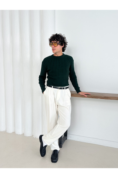 YONEZ MODA Трикотажен пуловер - дизайн с кръгло деколте