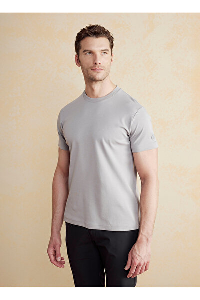 BROOKS BROTHERS Bisiklet Yaka Gri Erkek T-Shirt BBSS25MTS011