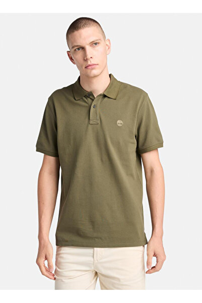 Timberland Millers River Pique Short Sleeve Po Green Embroidered Men's Polo T-Shirt