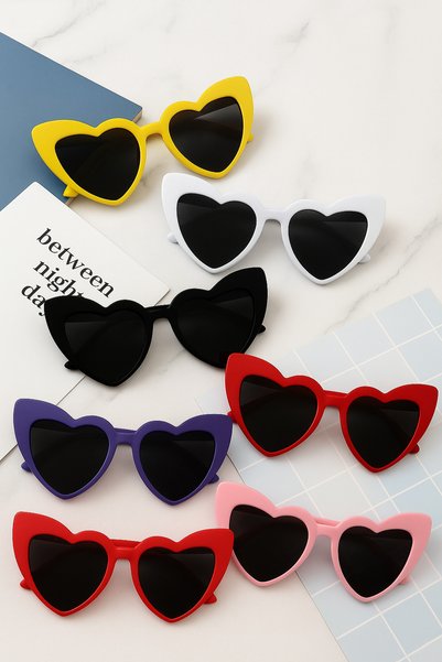 Straight Light Heart Bride Bridesmaid Sunglasses Set of 7 Color Choice Wedding Bride Kina after Birthday Party