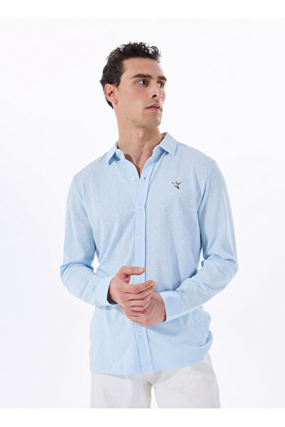 FABRIKA COMFORT Regular Fit Düğmeli Yaka Düz Açık Mavi Erkek Gömlek FC5SM-GML...