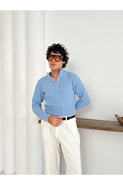 YONEZ MODA Pulover tricotat cu jumătate de fermoar model Thessaloniki