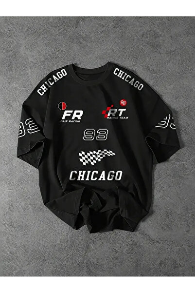 JDM ΑΓΩΝΑΣ ®   Επίσημη συλλογή – Ανδρικά μπλουζάκια με θέμα Oversize Speed- Chicago Racings T-Shirt από 100% βαμβάκι