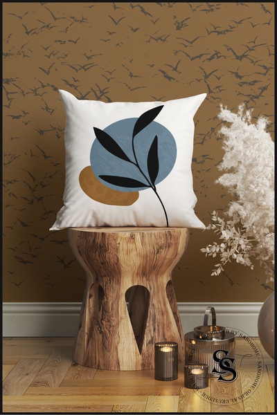 SasoHome Сучасний синьо-чорний дизайн з листям, 4-комплект цифрового друку, чохол для подушки