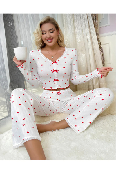 Rotana Long Sleeve Pajama Set with Cord Covering