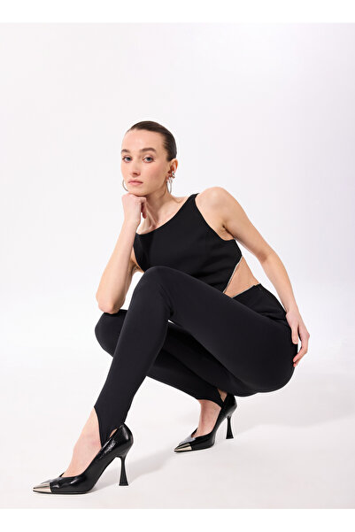 Fabrika Bisiklet Yaka Düz Siyah Kadın Bluz F5SL-BLZ0274