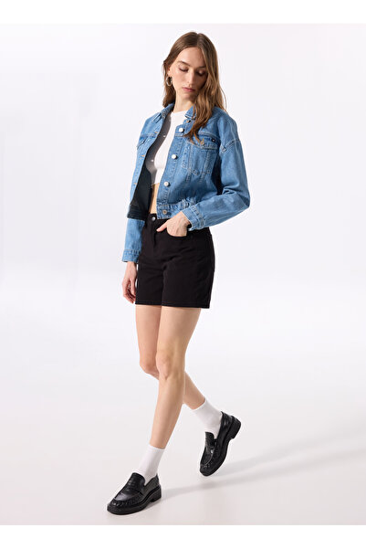 Mustang Standart Bel Normal Siyah Kadın Denim Şort JODIE - 1110
