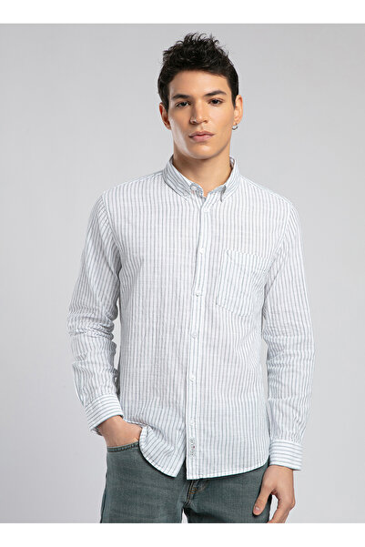 Lee Cooper Сlim Fit Синя чоловіча сорочка 252 LCM 241007 ONESA БІЛА-СИНЯ