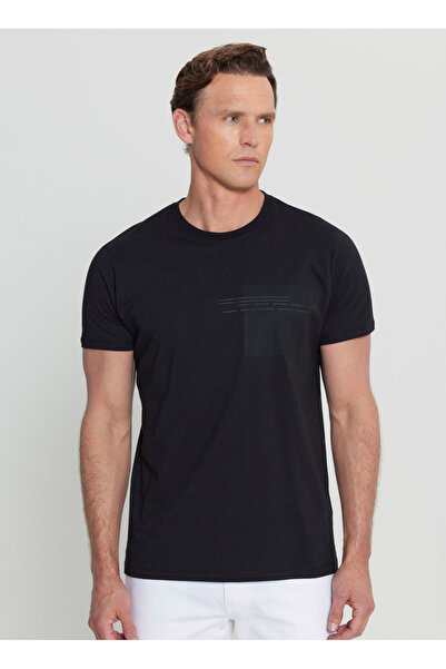 ALTINYILDIZ CLASSICS Altınyıldız Classics Bisiklet Yaka Baskılı Siyah Erkek T...