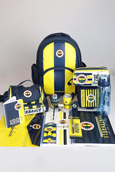 Fenerbahçe New Season Licensed Full Stationery School Set with Dekomus, School with Sticks, 3 Compartments for Lunch