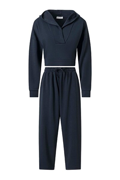 FACETTE Kadın Antrasit Önü Pervazlı Kapüşonlu Takım