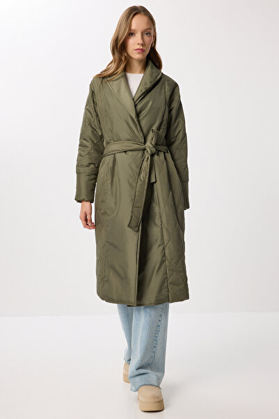 Lovelyİstanbul Палто с шал-яка и колан - HAKİ LDZ0010