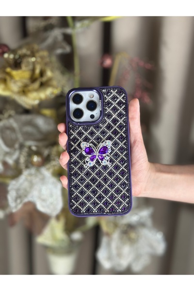 DGN İphone 11 Uyumlu Baklava Desenli Pırlanta Taşlı ve Kelebekli Taşlı Lens K...
