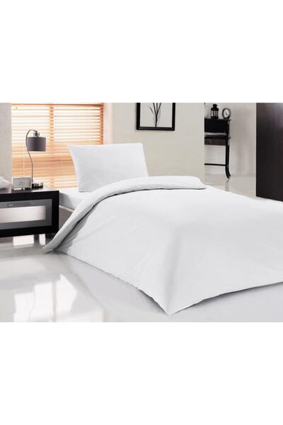 MEŞELİ TEKSTİL Tek Kişilik Otel Nevresimi 83 Tel Pamuk Saten Düz Beyaz 160x230 | Dayanıklı Lüks Konfor