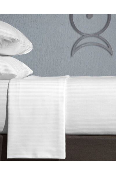 MEŞELİ TEKSTİL Otel Tipi Pamuk Saten Tek Kişilik Lüks Çizgili Otel Nevresimi (YORGAN KILIFI) 160x220 | Uzun Ömürlü