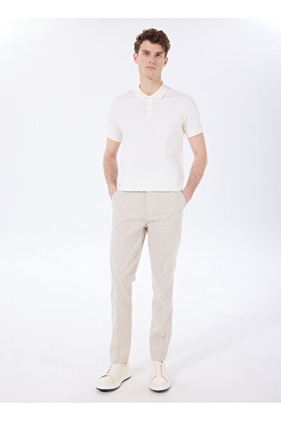 Fabrika Bej Erkek Basic Çizgili Chino Pantolon F5SM-PNT 2303