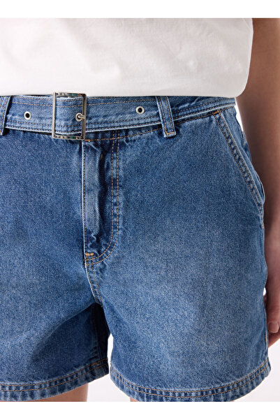 Fabrika Normal Bel Basic İndigo Kadın Denim Şort F5SL-SHT0336