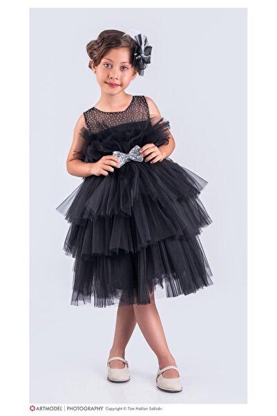 BİLGEN Style فستان سهرة للفتيات مع حزام وطبقات متعددة وإبزيم، مناسب كهدية