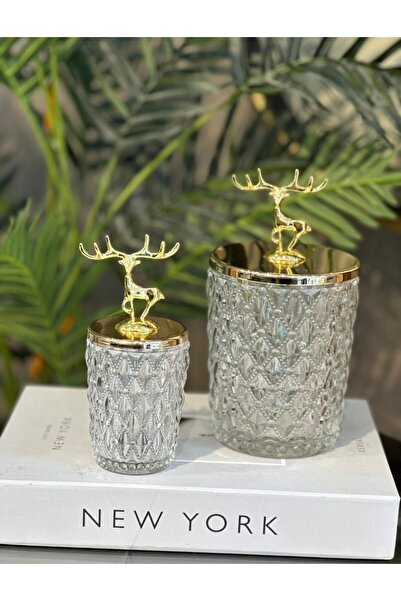 ECASATAL Set of 2 Jars with Deer Detail