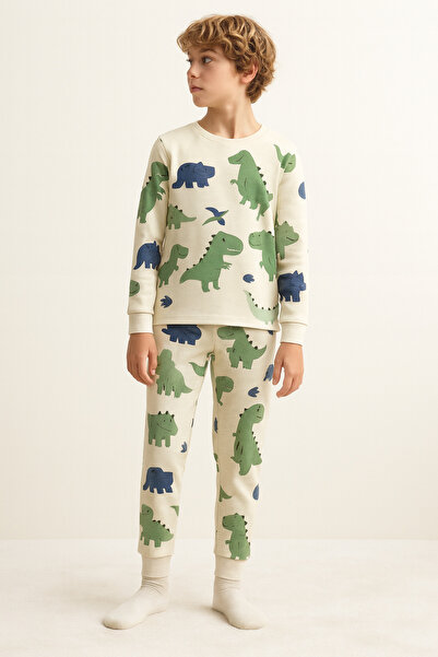 ESİLA KİDS Erkek Çocuk Pijama Takımı Desenli Pamuklu Uzun Kollu Pijama Takımı 2-6 Yaş