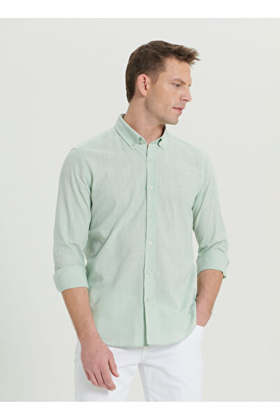 ALTINYILDIZ CLASSICS Altınyıldız Classics Slim Fit Düğmeli Yaka Açık Mint Erk...