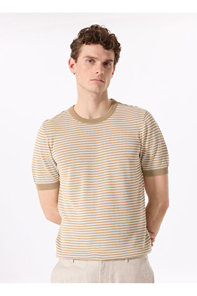 Fabrika Deve Tüyü Erkek Bisiklet Basic Çizgili Kazak F5SM-KZK 2048