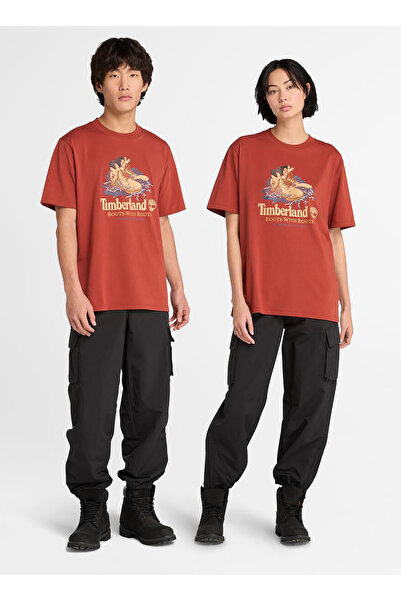 Timberland Boots Printed Men's Red T-Shirt