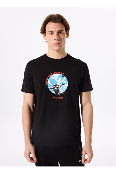 Discovery Expedition Siyah Erkek Relaxed Baskılı T-Shirt D5SM-TST3774