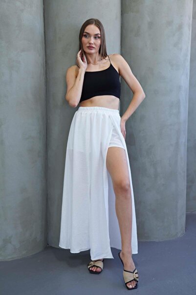Hazel Fusta lungă albă cu deschidere