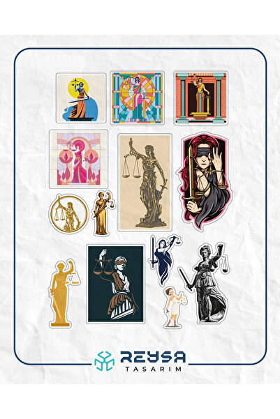 Reysa Tasarım Themis Hukuk Sticker Set 12 Parça Telefon, Tablet, Defter, Lapt...