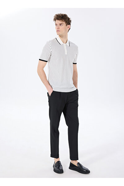 Fabrika Bağlamalı Bel Duble Paça Siyah Erkek Chino Pantolon F5SM-PNT 2750