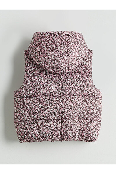 LC Waikiki Leave Your Style with Us |   Hooded Floral Pattern Girl's Puffer Vest