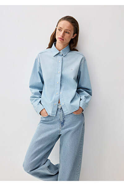 Mavi Carlia Classic Denim Açık Mavi Jean Gömlek Crop / Kısa Kesim 1210924-89580