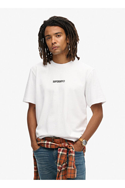 SUPERDRY Bisiklet Yaka Beyaz Erkek T-Shirt M1012028AT7X_MICRO LOGO GRAPHIC LOO