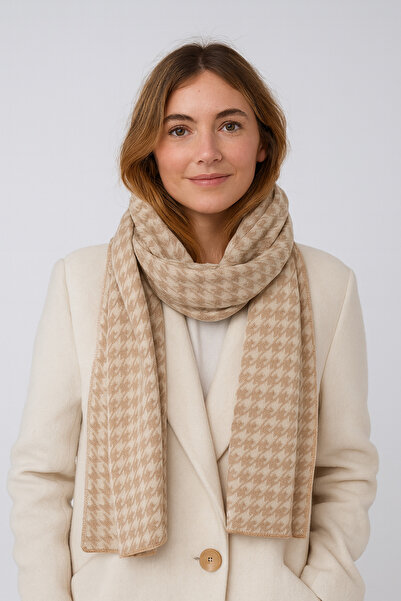 Sebir Moda Houndstooth Patterned Knitwear Scarf