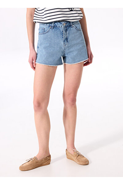 Fabrika Normal Bel Basic Açık İndigo Kadın Denim Şort F5SL-SHT0338