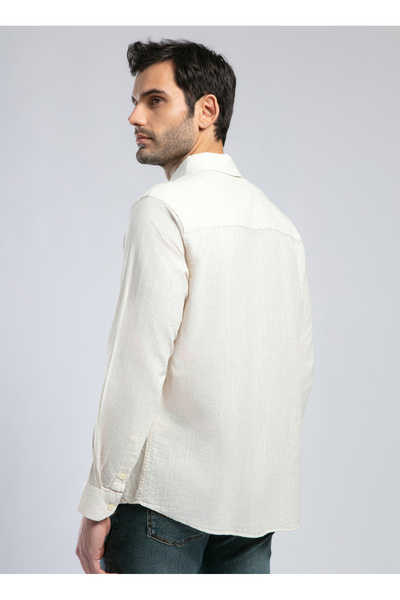 Lee Cooper Pavlon Erkek U.Kol Dokuma Gömlek Beyaz
