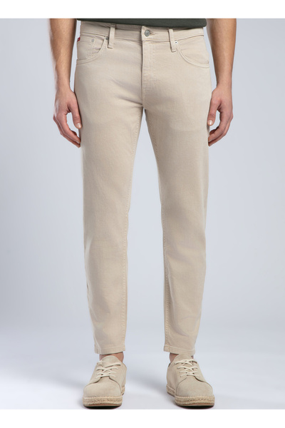 Lee Cooper Normal Bel Slim Tapered Bej Erkek Chino Pantolon 252 LCM 221008 LONCE BEJ