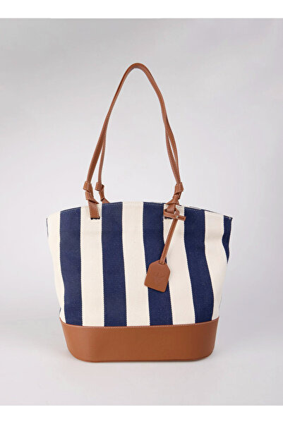 Fabrika Lacivert Kadın 47x33x17 cm Plaj Çantası ALE-BETTINA