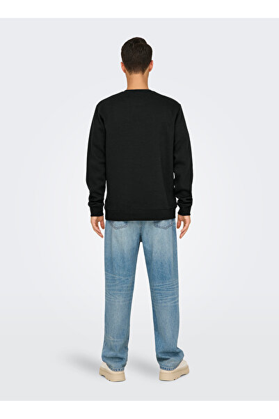 Only & Sons O Yaka Siyah Erkek Sweatshırt ONSDAWSON REG CREW VD