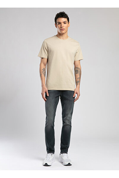 Lee Cooper Ανδρικό μπλουζάκι με λαιμόκοψη μπεζ 252 LCM 242003 BASELO BEIGE