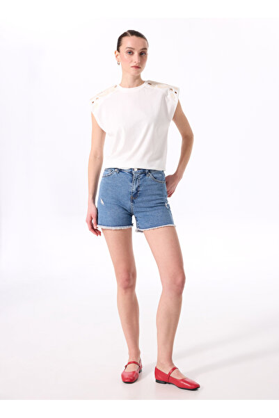 Fabrika Standart Bel Basic İndigo Kadın Denim Şort F5SL-SHT0351