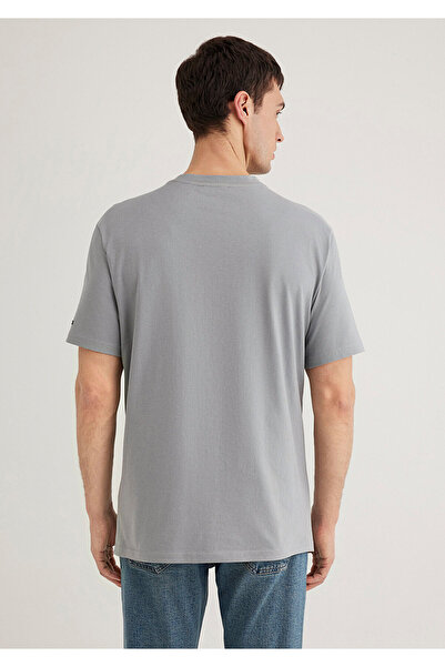 Mavi Bisiklet Yaka Gri Basic Tişört Loose Fit / Bol Rahat Kesim 0611593-70098