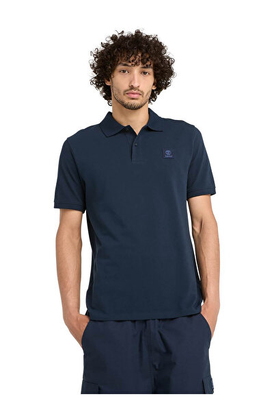 Timberland TB0A6UJA4331-Polo cu insignă țesută, albastru marin, guler polo, m...
