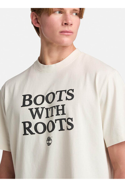Timberland Tb0A6F4Ncm91-Slogan Tee White Crew Neck Regular Fit Printed Men's T-Shirt