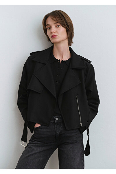 Mavi Siyah Crop Trençkot 1110655-900