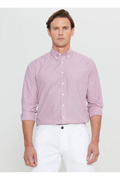 ALTINYILDIZ CLASSICS Cămașă pentru bărbați Altınyıldız Classics Regular Fit cu guler cu nasturi alb - roșu claret ACE020252225_BYD