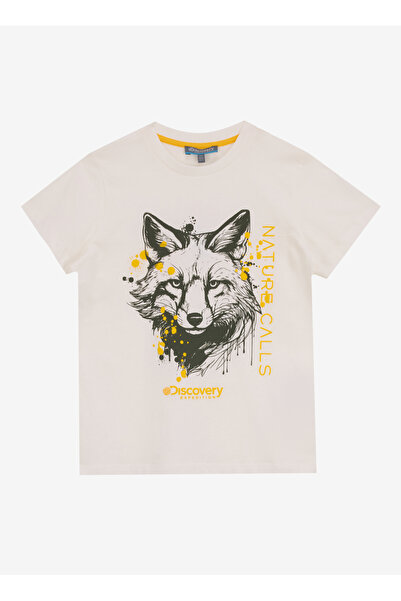 Discovery Expedition Baskılı Kırık Beyaz Erkek Çocuk T-Shirt D5SB-TST3291