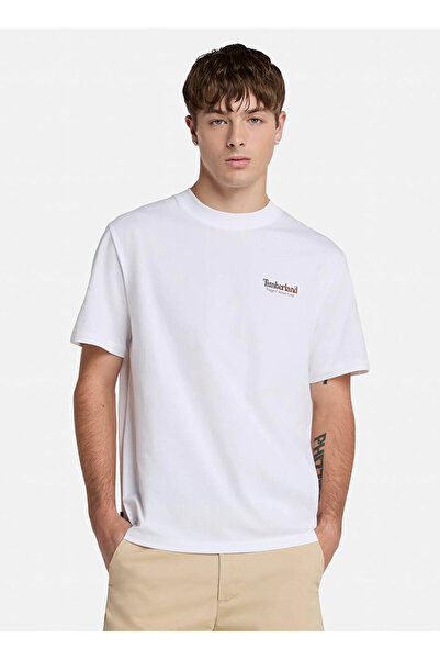 Timberland TB0A6DMA1001-Rugged Active Gear Bac Λευκό ανδρικό μπλουζάκι με λαιμόκοψη κανονικής εφαρμογής