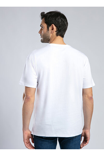 Lee Cooper Ανδρικό μπλουζάκι με λαιμόκοψη λευκό 252 LCM 242006 AYLEX WHITE